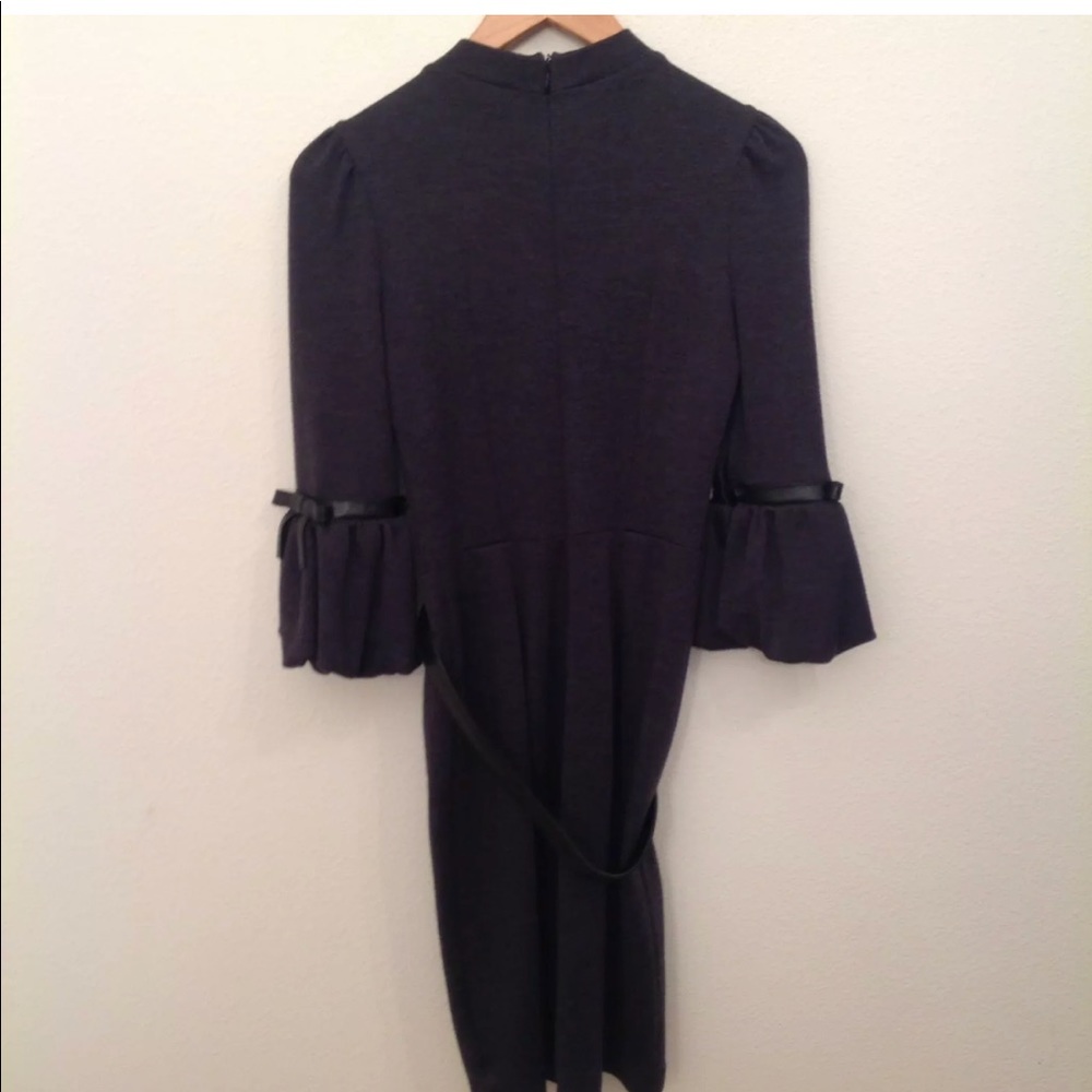 Andrew GN Dress Wool Bell Sleeve Pleated Shift - Picture 4 of 8